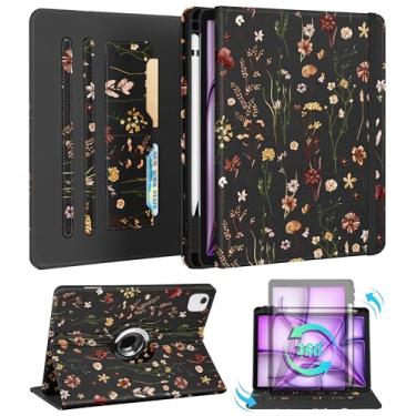 Imagem de Kidcube Capa para iPad Air de 13 polegadas M2 2024/para iPad Pro 12,9 6ª/5ª (2022/2021) - Capa fólio feminina com suporte giratório e suporte giratório com porta-lápis e compartimento para cartão,
