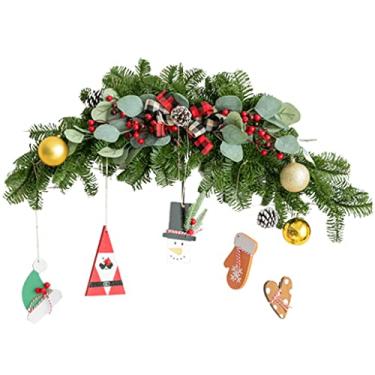 Imagem de Belas Guirlanda de Natal de lintel artificial realista de outono para porta da frente com pingente leve guirlanda de fazenda para decoração de casa diverso