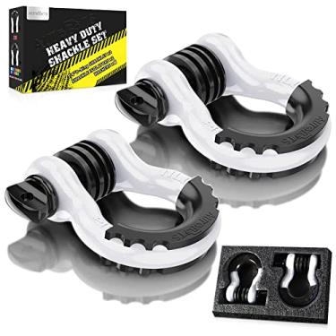 Imagem de AUTOBOTS Manilha de anel D de 3/10.2 cm (pacote com 2), resistência à ruptura de 48.000Ib com pino de 7/20.3 cm, 2 isoladores e 4 arruelas kit para recuperação de caminhão de veículo off-road branco