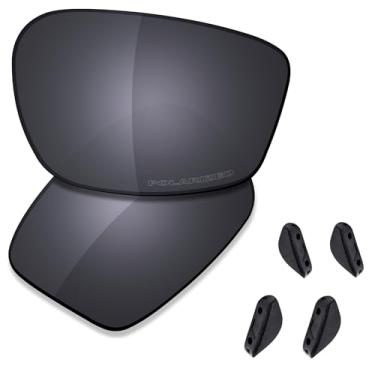 Imagem de SAUCER Lentes de reposição premium e kits de borracha para Oakley Chainlink OO9247 | Chainlink Asian Fit OO9252 Óculos de sol de alta defesa - Escudo preto polarizado