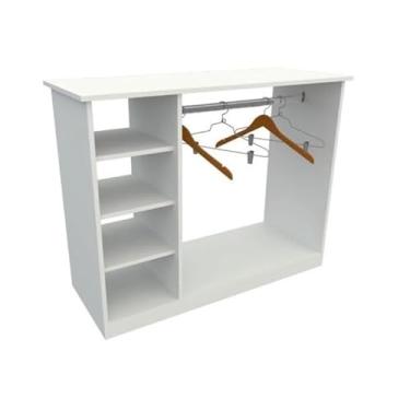 Imagem de Balcão Expositor Arara Central com Cabideiro e Nichos para Loja G2 Branco Cód.411