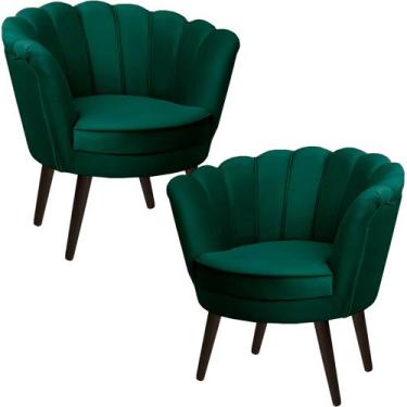 Imagem de Kit Duas Poltronas Pétala em Sued Premium Verde Musgo - Sua Casa Decor