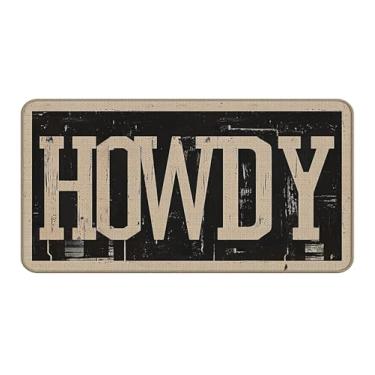 Imagem de TopXmai Tapete de porta Western Howdy Welcome 43 x 76, tapetes externos para porta da frente Howdy, capacho ocidental engraçado para ambientes internos, capachos ocidentais para entrada ao ar livre em
