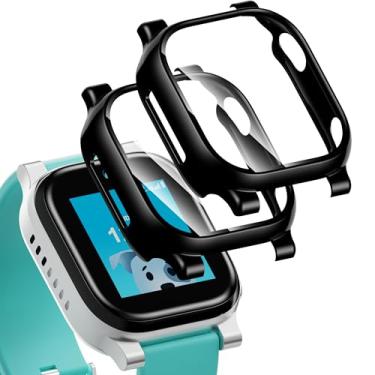 Imagem de Hexasider Pacote com 2 capas de vidro temperado compatíveis com AT&T amiGo Jr Watch, protetor de tela de PC rígido proteção geral resistente a arranhões para crianças acessórios para smartwatch, preto
