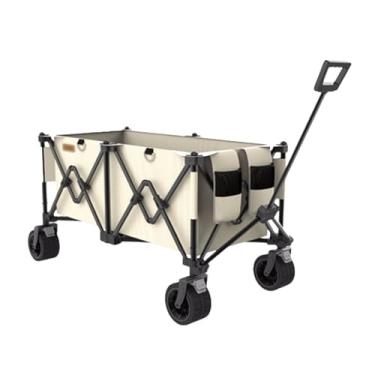 Imagem de carroça Carrinho de vagão espaçoso com rodas, vagão de salão dobrável, carrinho de praia com bolsa de rede, vagão utilitário para compras de acampamento dobrável