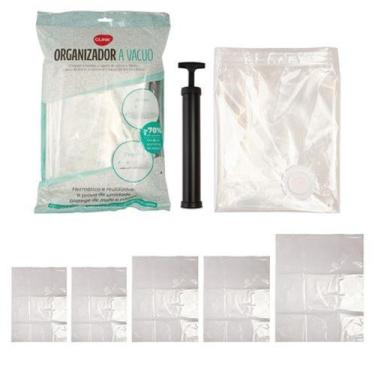 Imagem de 5 Sacos A Vacuo Organizador De Roupas + Bomba Plástica - Clink