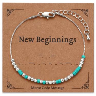 Imagem de GINAZL Pulseira com código Morse para mulheres, pulseiras badass, presentes engraçados de aniversário para mulheres, presente de Natal para irmã Bestie, presentes de Dia dos Namorados para ela, Life