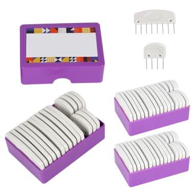 Imagem de TVlifams Kit de 2 caixas com 20 pinos bloqueadores de malha, 8 pinos e 4 pentes bloqueadores de crochê para bloquear projetos de costura de tricô e renda (2 caixas)