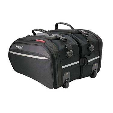 Imagem de Niche 2 peças de bolsa de selim de motocicleta para carrinho de rodas, gaxetas para bicicleta de rua e bicicleta esportiva, bolsa de viagem com capacidade de expansão de 25% com capa de chuva -