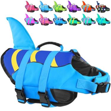 Imagem de Fragralley Colete salva-vidas Shark Dog, alta flutuabilidade com nylon resistente a rasgos, colete flutuante para cães para natação e passeios de barco, preservador de vida para cães pequenos, médios