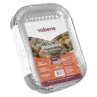 Imagem de Assadeira alumínio retangular c/ tampa 500ml 12un vabene