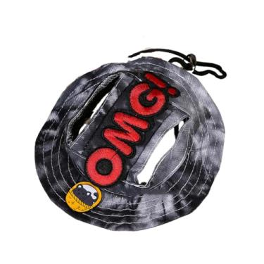 Imagem de Harikaji Chapéu para animais de estimação, chapéu redondo tie dye com bugigangas fofas, boné moderno de lona princesa com alça ajustável no queixo, viseira de proteção solar para filhotes, gatos, cães