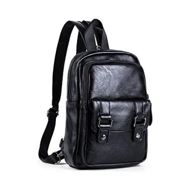 Imagem de Mochila masculina leve Mochila fashion Bolsas de ombro pequenas para homens Bolsa tiracolo Mochila de couro PU para homens