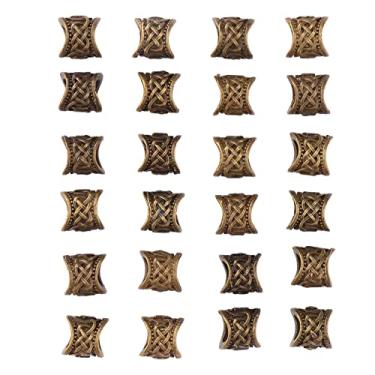 Imagem de Dreadlocks Minchações, Contas de Cabelo retrô, Algemas de Cabelo Com Padrões Esculpidos 24pcs Liga de Pingente de metrô para Roer de Cabelo, Colar, Pulseira