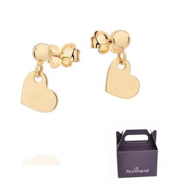 Imagem de Brinco Esfera Pêndulo Coração Banhado à Ouro Rommanel 527421, Dourado