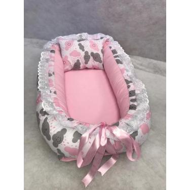Imagem de Ninho Redutor para bebe  -Super Confortável- Chuva de Amor - Rosa - Ja