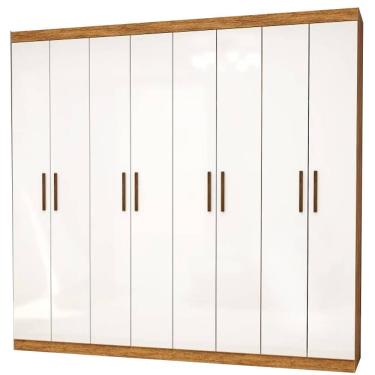 Imagem de Guarda Roupa Rubi Casal 8 Portas 4 Gavetas Carioca Cor Cinamomo Branco