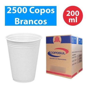 Imagem de Caixa Copo Descartável 200ml Água Refrigerante 2500 Unidades - Escrite