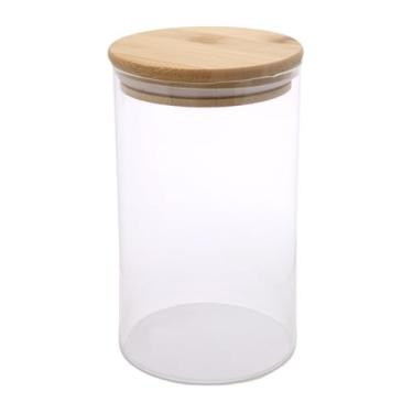 Imagem de Pote Com Tampa Bambu Porta Mantimentos Redondo Vidro Borossilicato 250ml