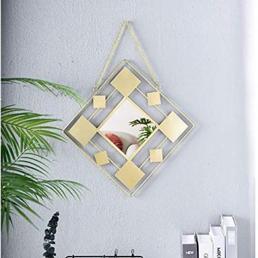 Imagem de Espelho emoldurado de metal estilo vintage com espelho acrílico de corrente de vidro - Stick on Mirror - Kit completo - quarto - sala de estar - corredor - qualquer cômodo (cor: B)
