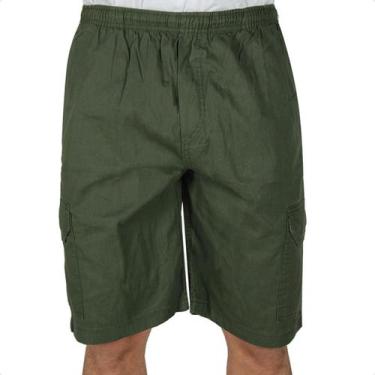 Imagem de Bermuda Cargo Sarja Masculina com Elástico - R7, G2, Verde