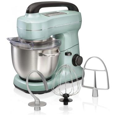 Imagem de Batedeira Planetária Elétrica 4L com 7 Velocidades Aço Inoxidável 300W, Água, 110v, HAMILTON BEACH 63397, Verde claro