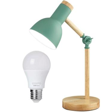 Imagem de Luminária Mesa Abajur 45Cm Articulada Retrô Madeira Gimpo