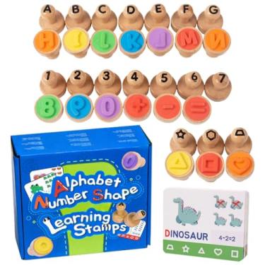 Imagem de Carimbos de alfabeto para crianças, selos de cartas para crianças,Número do alfabeto Carimbo Flashcard - Artesão de arte em sala de aula por portátil de brinquedos para sala de aula, artesanato, pré -