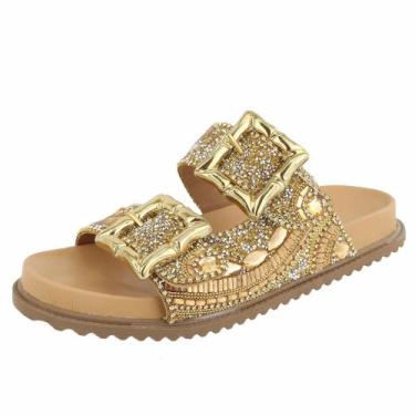 Imagem de Sandália Papete Feminina Brilho Strass Slide Fácil Calce - s/marca, Do