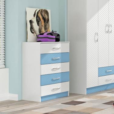 Imagem de Cômoda 5 gavetas IF05AZ azul/branco - evidência móveis