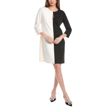 Imagem de Anne Klein Feminino Três Quartos SLV Shift com fechadura, Pomba branca/Anne preta, 42