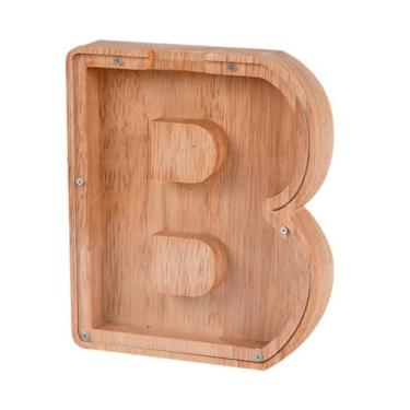 Imagem de Caixa de madeira para guardar moedas, caixa de dinheiro, cofrinho para crianças, decoração de casa - B