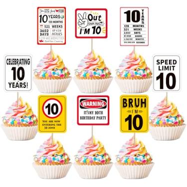 Imagem de 40 Pack Happy 10th Birthday Cupcake Toppers Out Single Digits I'm 10 Cheers to 10 Years Cupcake Picks It's My 10th Birthday Girl Boy Cake Decorations Anniversary Party Supplies