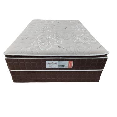 Imagem de Conjunto Box Casal King Size Amsterdã Molas Ensacadas com Espuma D33 1,93x2,03x0,72 Marrom