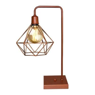 Imagem de Abajur Luminaria De Mesa Com Aramado Retro cor Cobre com Cobre - Lustr