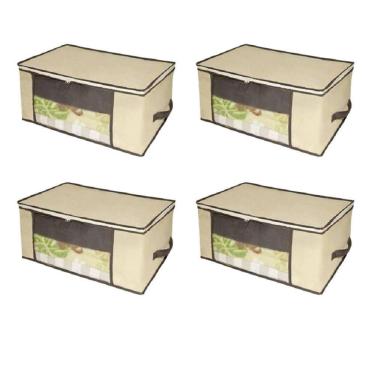 Imagem de Kit 04 Caixa Organizadora Em Tnt Com Visor 45 X 45 X 20Cm