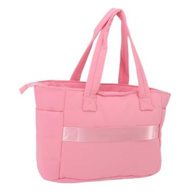 Imagem de Sacola para Mulheres, Bolsa de Ombro Acolchoada, Bolsa Inchada para Trabalho, Bolsa Leve Leve Com Compartimento para Uso Diário de Viagem Em Casa (Rosa)