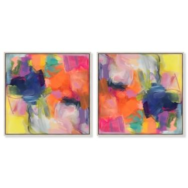 Imagem de Art Remedy Tela de arte de cores saturadas, 40,6 cm x 40,6 cm, moldura prateada, conjunto de odisseia colorida