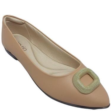 Imagem de Sapatilha Beira Rio Feminina Napa Sardenha Detalhe Elo Dourado, Nude, 