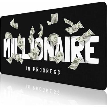 Imagem de Milionário em progresso grande mouse pad grande, mouse pad para jogos, 90 x 40 cm de comprimento, mouse pad com base antiderrapante e borda costurada para jogos e escritório