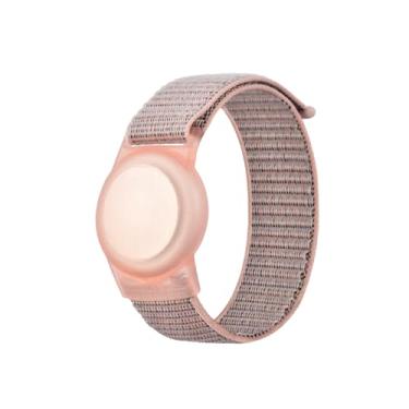Imagem de Pulseira Infantil Compatível com Rastreador AirTag, Ajustável em Nylon com Capa de Silicone Protetora Anti Perda e Anti Riscos – DAZZELI (ROSA)