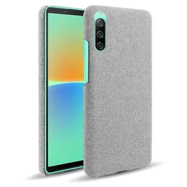 Imagem de Capa para Sony Xperia 10 IV,Capa desenhada em lona,Case Protetora Ultrafina com Empunhadura Macia,Design em Tecido Antichoque e Antiarranhões-Light gray