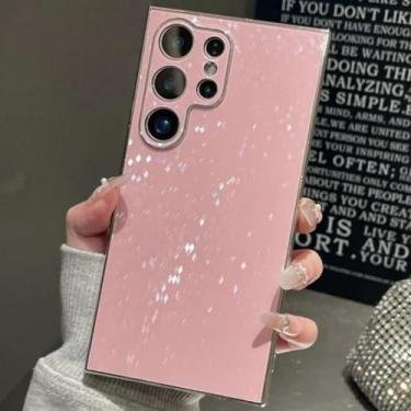 Imagem de MVVKKY Para Samsung Galaxy S23 Ultra Luxury Full Glitter Plating Case Shockproof Bumper Brilhante Hard Pc Cover (Para Samsung Galaxy S23 Ultra/Rosa)