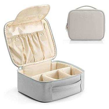 Imagem de Porta-joias portátil organizador de cosméticos grande couro PU estojo de armazenamento de maquiagem com compartimento profissional à prova d'água maquiagem caixa de viagem para mulheres meninas homens