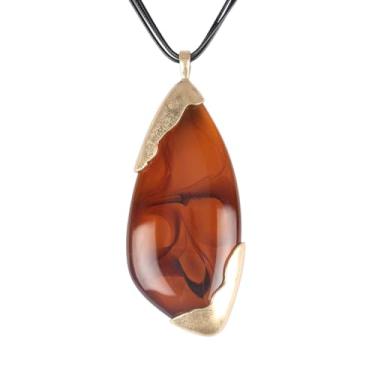 Imagem de joymiao Colar de couro para mulheres, pingente grande, gargantilha hippie, vintage, colar grosso, boêmio, para mulheres, Couro sintético Zinco, Sem Pedra Preciosa