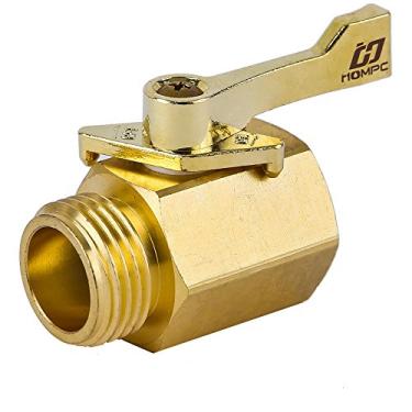 Imagem de HQMPC Conector de mangueira de jardim com válvula de corte de latão de 3/4" super resistente