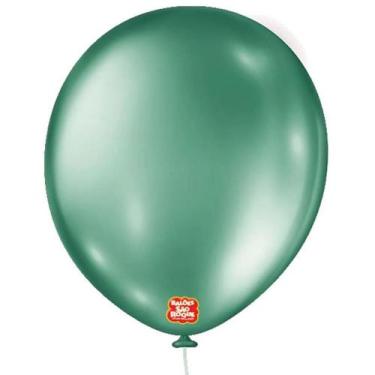 Imagem de Balão 16" Liso Metalizado Verde Pacote com 10 Unidades - Sao Roque