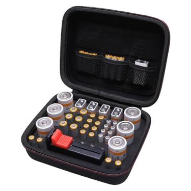 Imagem de L LTGEM Estojo organizador de bateria, estojo pequeno com suporte de bateria, comporta mais de 50 pilhas AA AAA C D 9V e testador (não inclui baterias e testador)