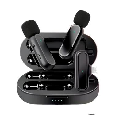 Imagem de Microfone Lapela Duplo 2 Peças Sem Fio Profissional Gravação Premium Redução de Ruído Compatível Com Iphone 5 ao 14 Lightning Stories Vlog YouTube TikTok