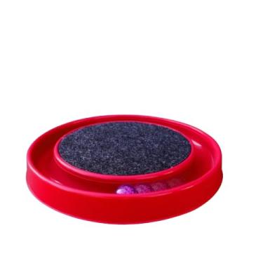 Imagem de Arranhador para Gatos Redondo com Bolinha Interativo Relax Antiestresse, Brinquedo para Gatos Filhotes e Adultos, Estimula Atividade Física, Protege Móveis, Uso Diário em Casa (Vermelho)